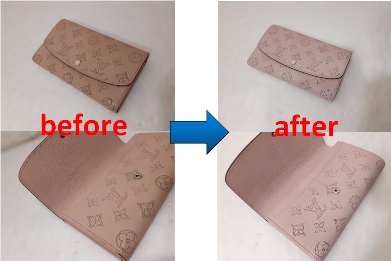 ルイヴィトン　ポルトフォイユ　パンチング財布の修理事例